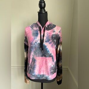 Planet Gold Pink Black Lightweight Tie Dye Long Sleeve Hoodie Size M